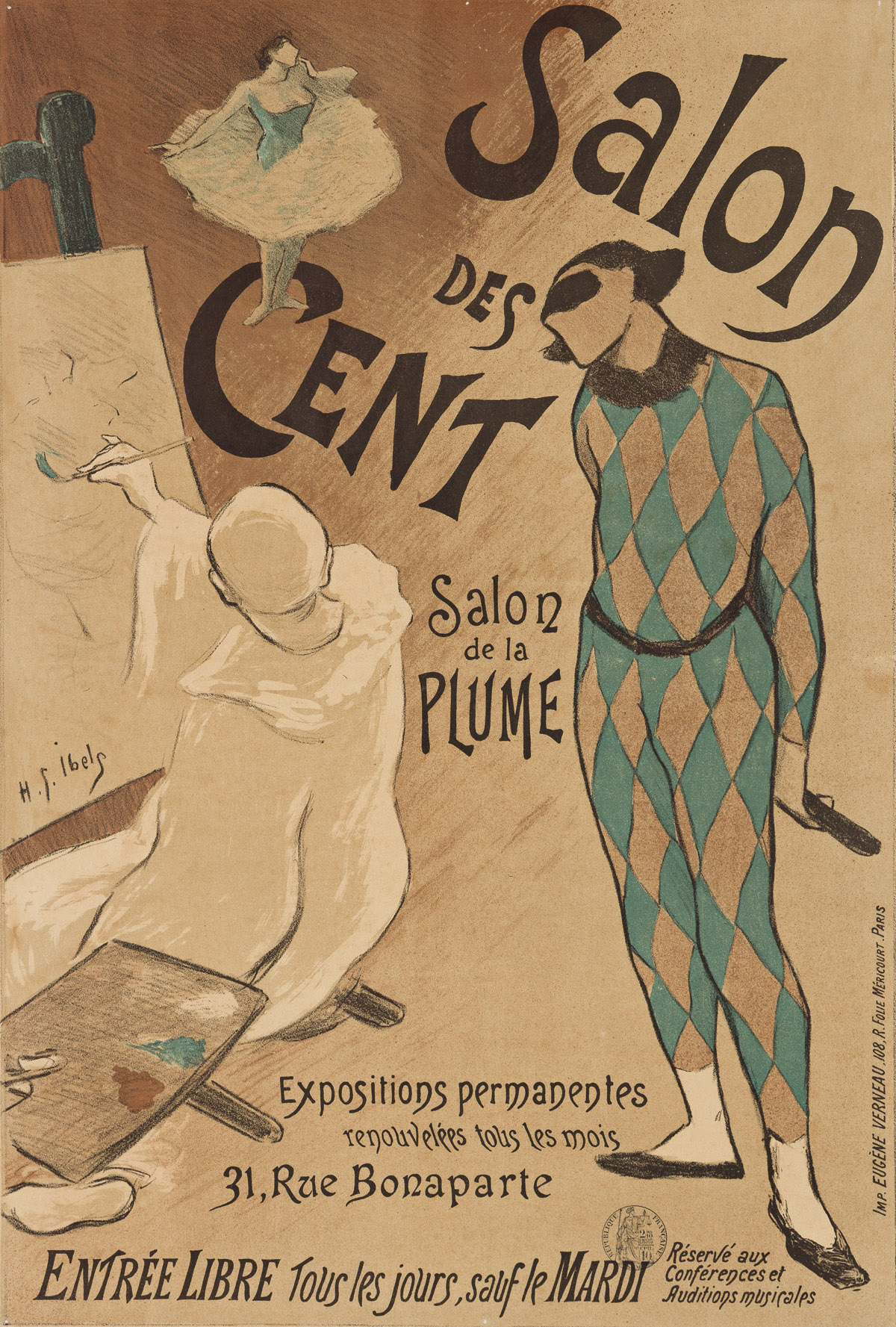 HENRI-GABRIEL IBELS (1867-1936).  SALON DES CENT / SALON DE LA PLUME. 1894. 23x15½ inches, 58¾x39½ cm. Eugène Verneau, Paris.